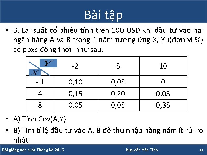 Bài tập • 3. Lãi suất cổ phiếu tính trên 100 USD khi đầu