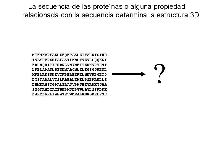 La secuencia de las proteínas o alguna propiedad relacionada con la secuencia determina la