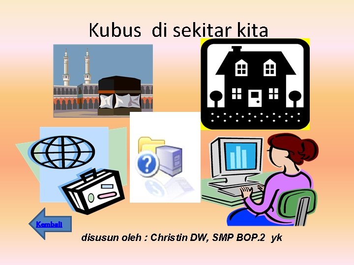 Kubus di sekitar kita Kembali disusun oleh : Christin DW, SMP BOP. 2 yk