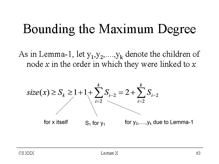 Bounding the Maximum Degree As in Lemma-1, let y 1, y 2, . .