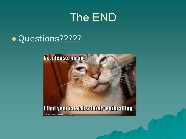 The END u Questions? ? ? 