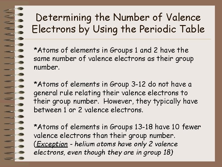 Determining the Number of Valence Electrons by Using the Periodic Table *Atoms of elements