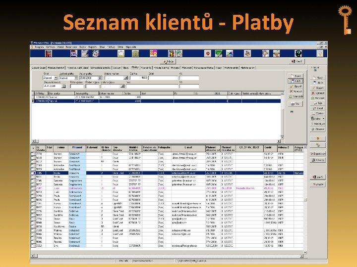 Seznam klientů - Platby 