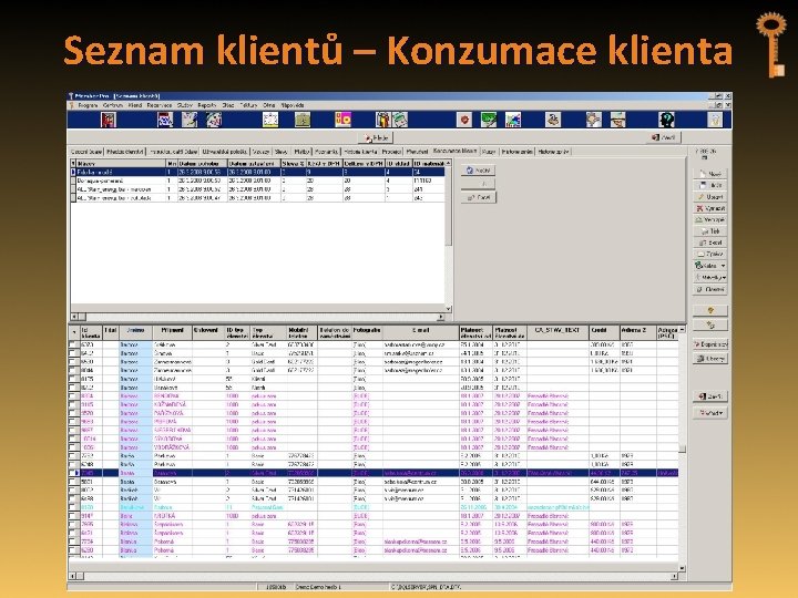 Seznam klientů – Konzumace klienta 