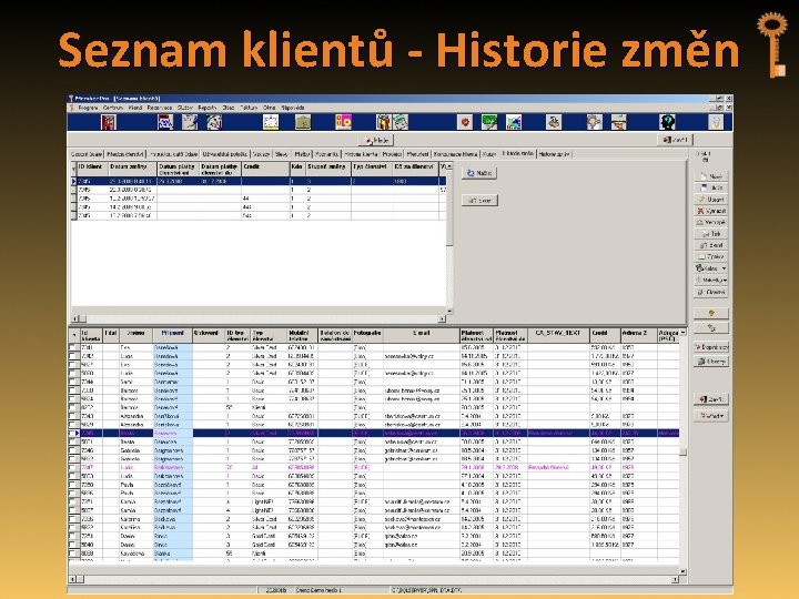 Seznam klientů - Historie změn 