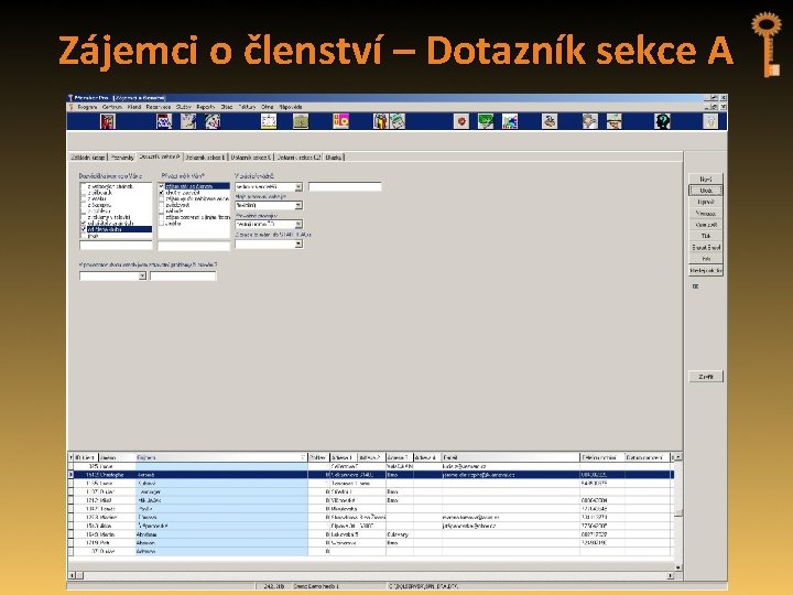 Zájemci o členství – Dotazník sekce A 
