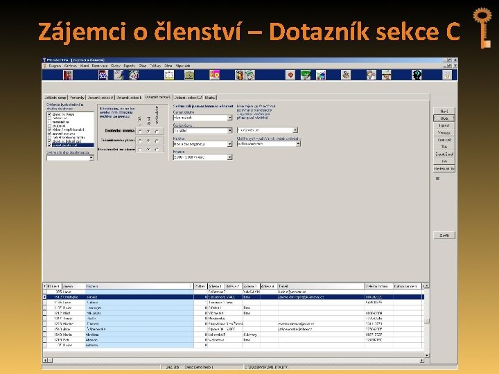 Zájemci o členství – Dotazník sekce C 