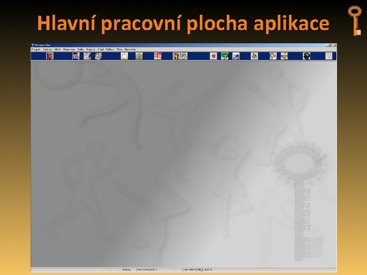 Hlavní pracovní plocha aplikace 