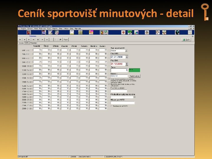 Ceník sportovišť minutových - detail 