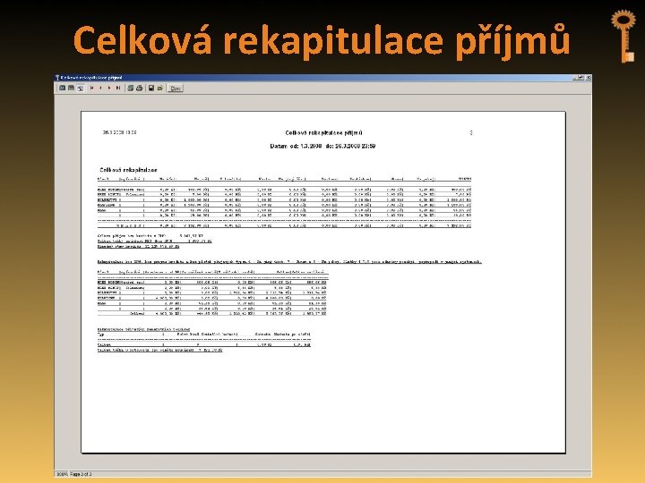 Celková rekapitulace příjmů 