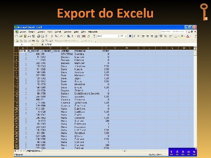 Export do Excelu 