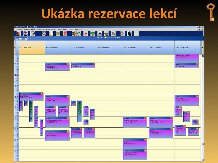 Ukázka rezervace lekcí 