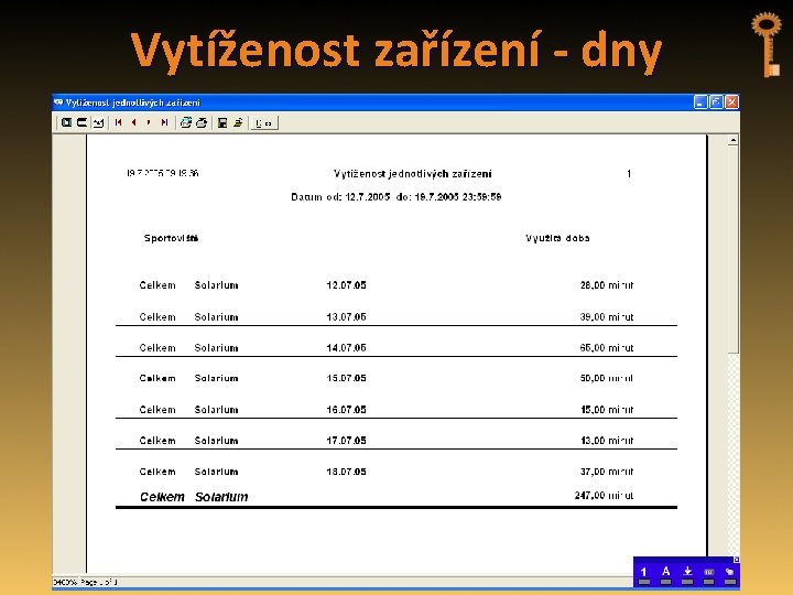 Vytíženost zařízení - dny 