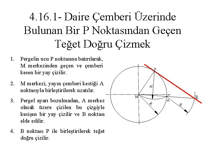 4. 16. 1 - Daire Çemberi Üzerinde Bulunan Bir P Noktasından Geçen Teğet Doğru