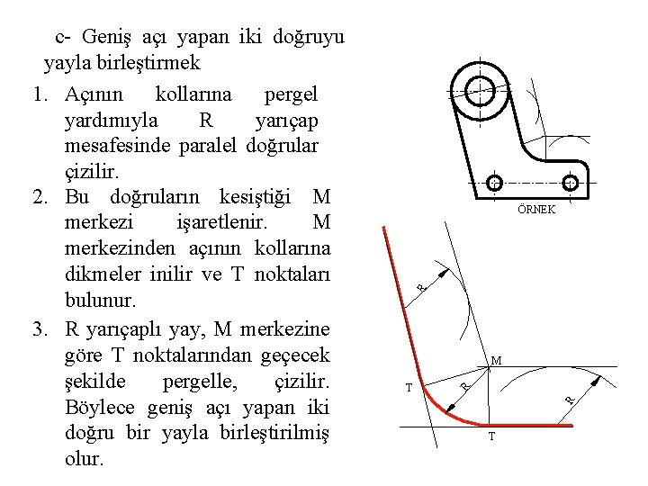 ÖRNEK R M R T R c- Geniş açı yapan iki doğruyu yayla birleştirmek