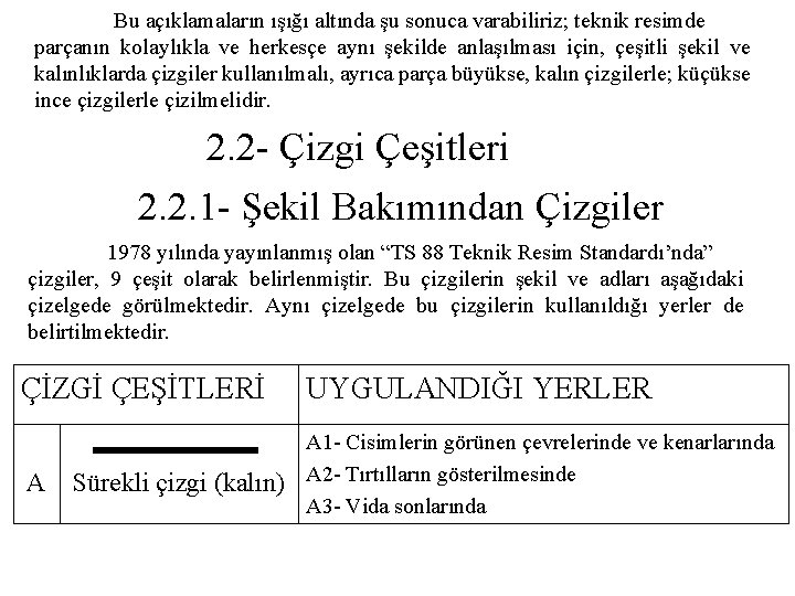 Bu açıklamaların ışığı altında şu sonuca varabiliriz; teknik resimde parçanın kolaylıkla ve herkesçe aynı