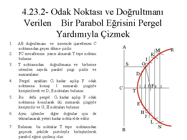 4. 23. 2 - Odak Noktası ve Doğrultmanı Verilen Bir Parabol Eğrisini Pergel Yardımıyla