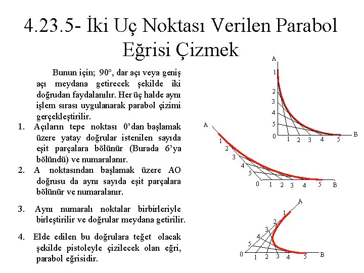 4. 23. 5 - İki Uç Noktası Verilen Parabol Eğrisi Çizmek A Bunun için;