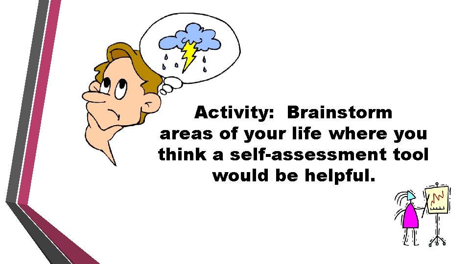 Activity: Brainstorm areas of your life where you think a self-assessment tool would be