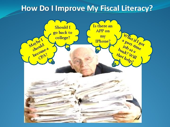 How Do I Improve My Fiscal Literacy? I e b y Ma ould sh