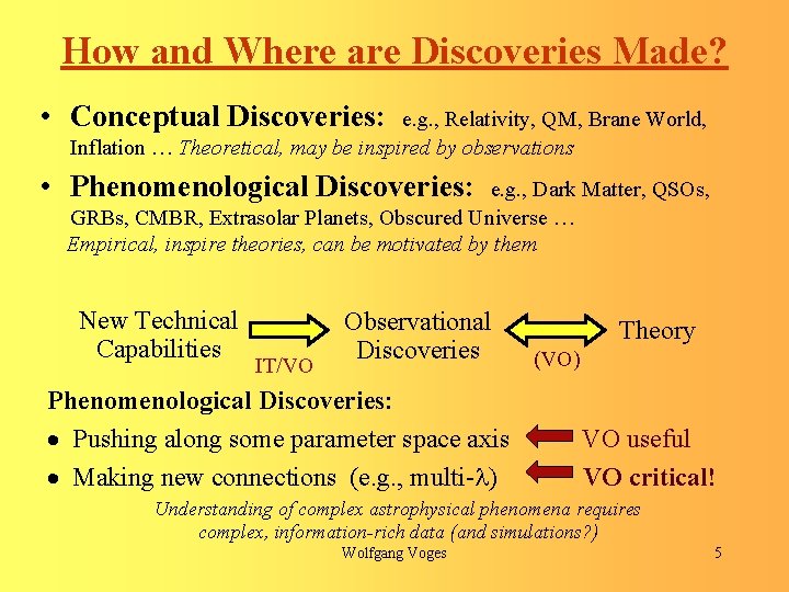 How and Where are Discoveries Made? • Conceptual Discoveries: e. g. , Relativity, QM,