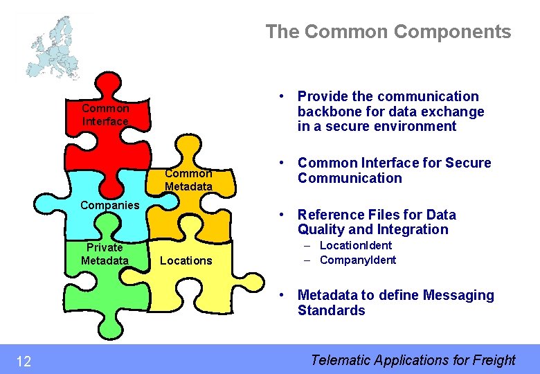 The Common Components • Provide the communication backbone for data exchange in a secure