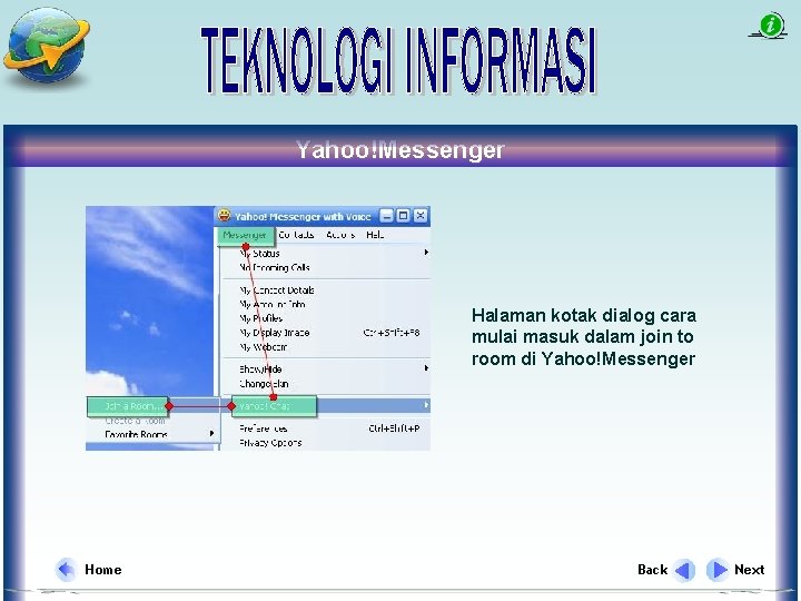 Yahoo!Messenger Halaman kotak dialog cara mulai masuk dalam join to room di Yahoo!Messenger Home