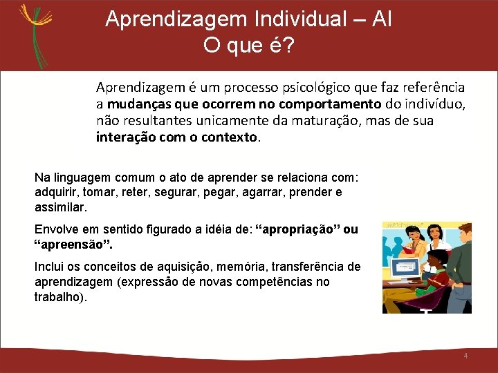 Aprendizagem Individual – AI O que é? Aprendizagem é um processo psicológico que faz Aprendizagem Individual – AI O que é? Aprendizagem é um processo psicológico que faz