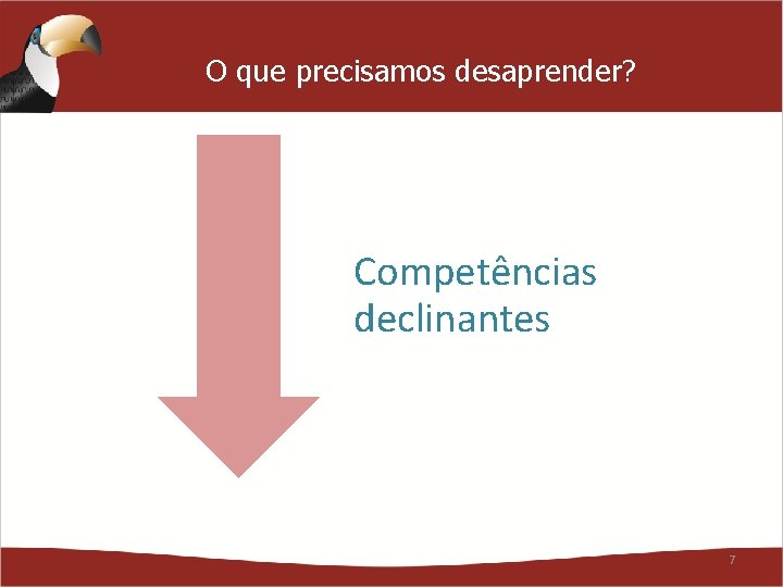 O que precisamos desaprender? Competências declinantes 7 O que precisamos desaprender? Competências declinantes 7