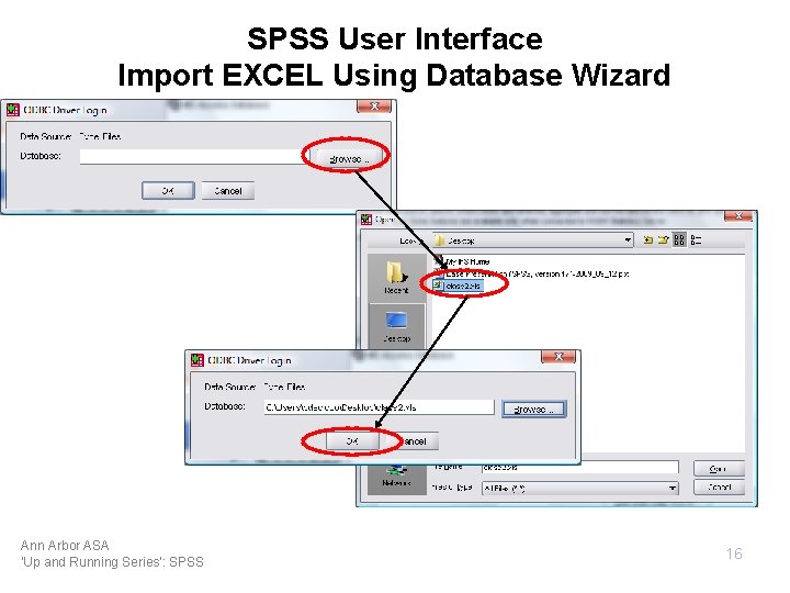 SPSS User Interface Import EXCEL Using Database Wizard Ann Arbor ASA 'Up and Running