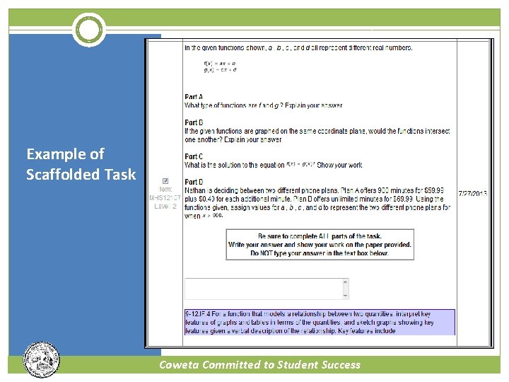 Example of Scaffolded Task Coweta Committed to Student Success 