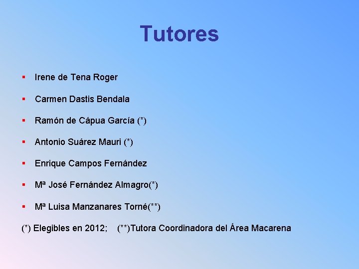 Tutores § Irene de Tena Roger § Carmen Dastis Bendala § Ramón de Cápua
