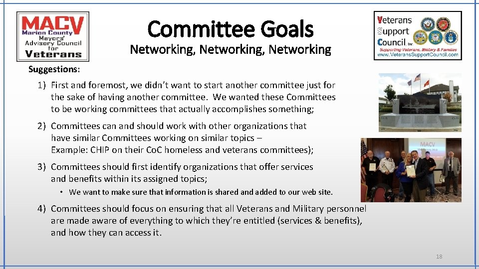 Committee Goals Networking, Networking Suggestions: 1) First and foremost, we didn’t want to start