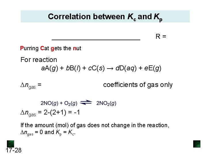 Correlation between Kc and Kp ____________ R= Purring Cat gets the nut For reaction Correlation between Kc and Kp ____________ R= Purring Cat gets the nut For reaction