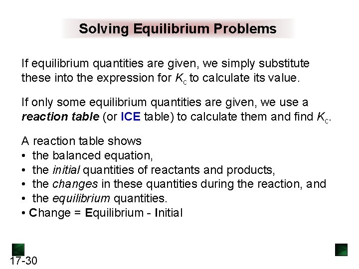 Solving Equilibrium Problems If equilibrium quantities are given, we simply substitute these into the