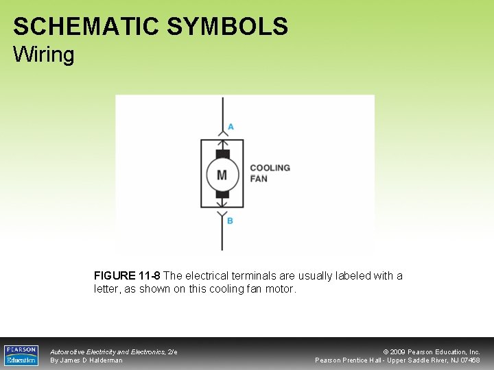 SCHEMATIC SYMBOLS Wiring FIGURE 11 -8 The electrical terminals are usually labeled with a