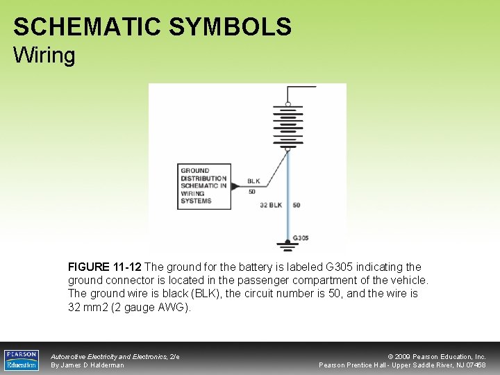 SCHEMATIC SYMBOLS Wiring FIGURE 11 -12 The ground for the battery is labeled G