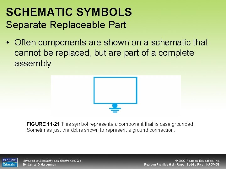 SCHEMATIC SYMBOLS Separate Replaceable Part • Often components are shown on a schematic that