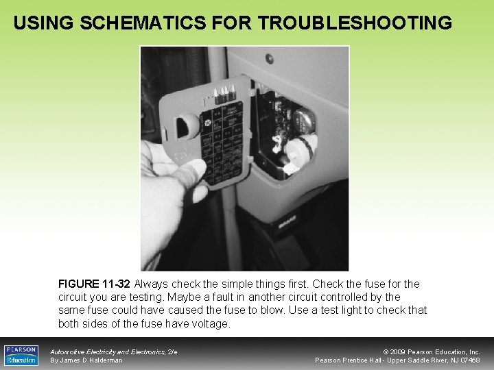 USING SCHEMATICS FOR TROUBLESHOOTING FIGURE 11 -32 Always check the simple things first. Check