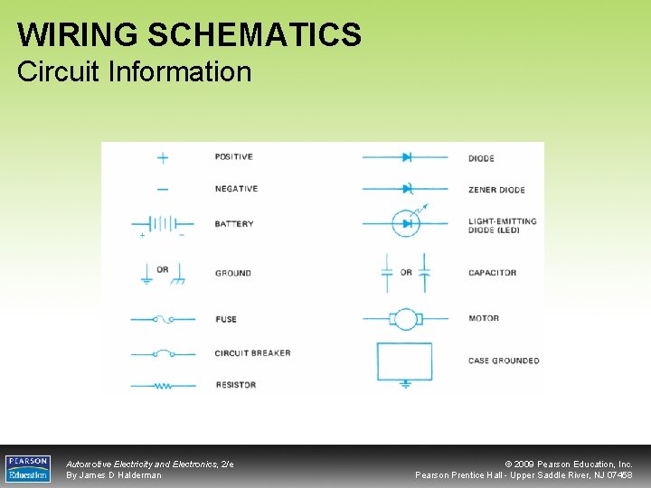 WIRING SCHEMATICS Circuit Information Automotive Electricity and Electronics, 2/e By James D Halderman ©