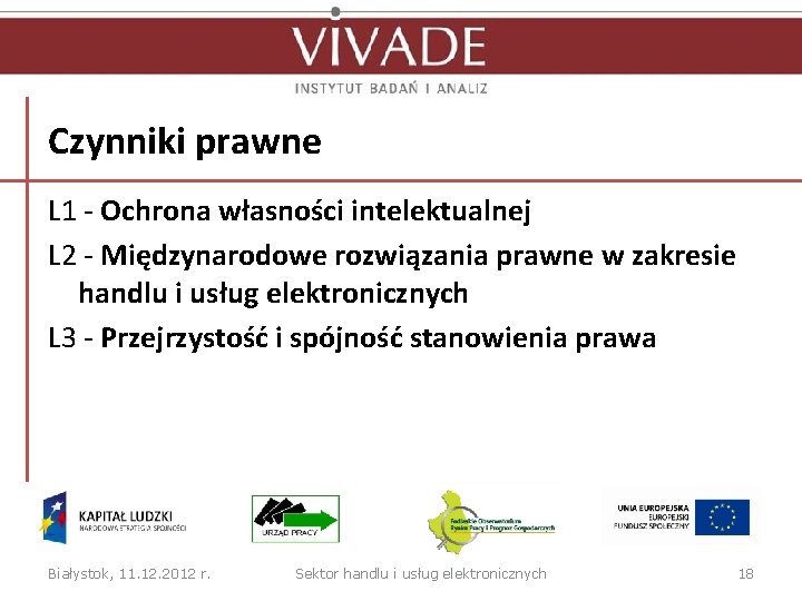 Czynniki prawne L 1 - Ochrona własności intelektualnej L 2 - Międzynarodowe rozwiązania prawne