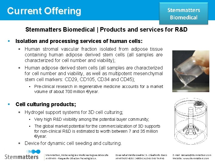 Current Offering Stemmatters Biomedical | Products and services for R&D Isolation and processing services