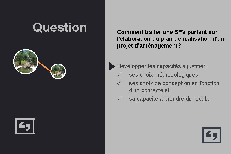 Question Comment traiter une SPV portant sur l'élaboration du plan de réalisation d'un projet