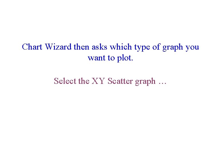 Chart Wizard then asks which type of graph you want to plot. Select the