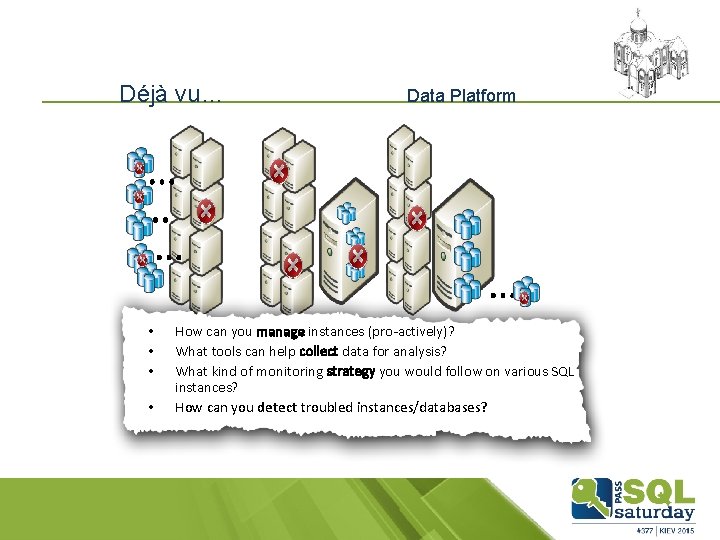 Déjà vu… • • Data Platform How can you manage instances (pro-actively)? What tools