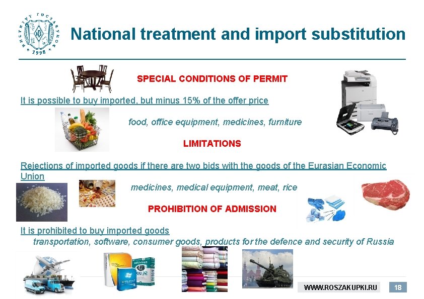 National treatment and import substitution SPECIAL CONDITIONS OF PERMIT It is possible to buy