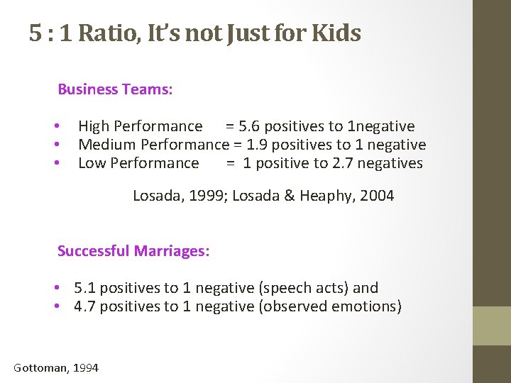 5 : 1 Ratio, It’s not Just for Kids Business Teams: • • •