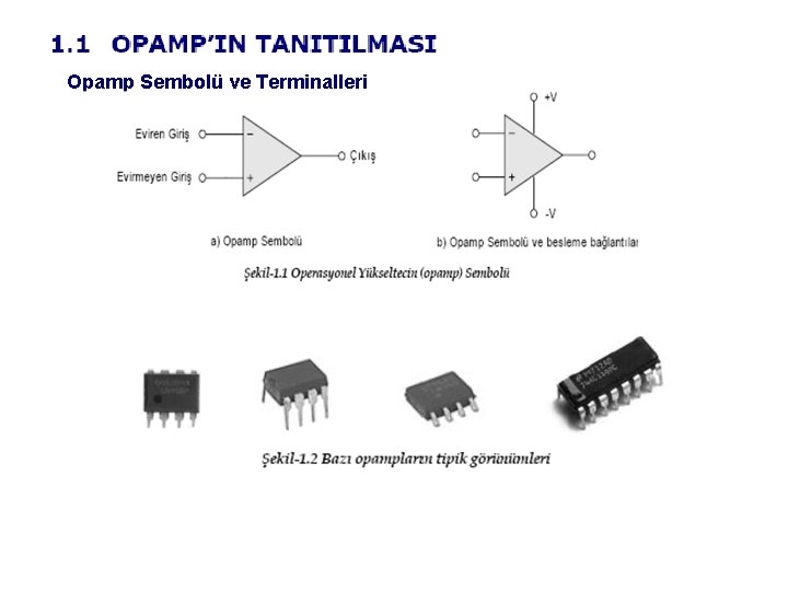 Opamp Sembolü ve Terminalleri Opamp Sembolü ve Terminalleri