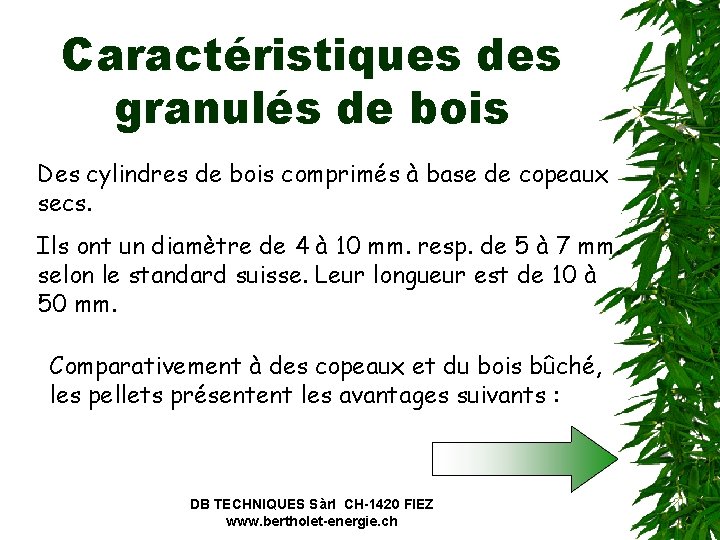 Caractéristiques des granulés de bois Des cylindres de bois comprimés à base de copeaux