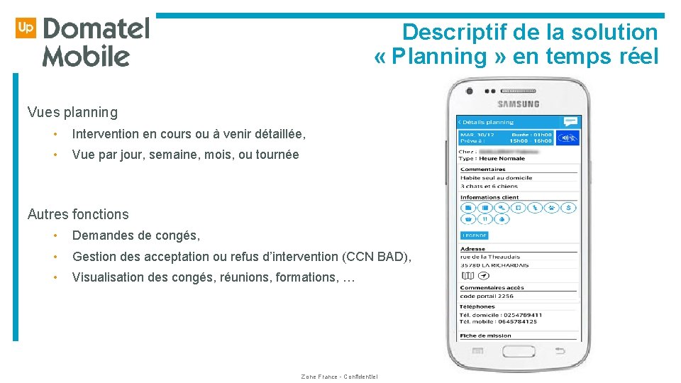  Descriptif de la solution « Planning » en temps réel Vues planning •